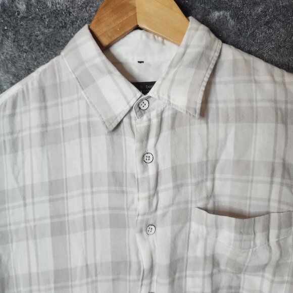 Rag & Bone Shirt Mens Small Gray White Plaid Button Down Long Sleeve Cotton - Picture 3 of 10